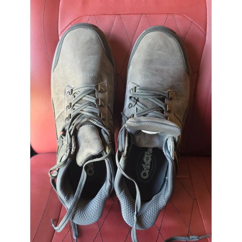 OrthoFeet Dalton Hands-Free Waterproof Hiking Boots Gray - 11  Wide - New
